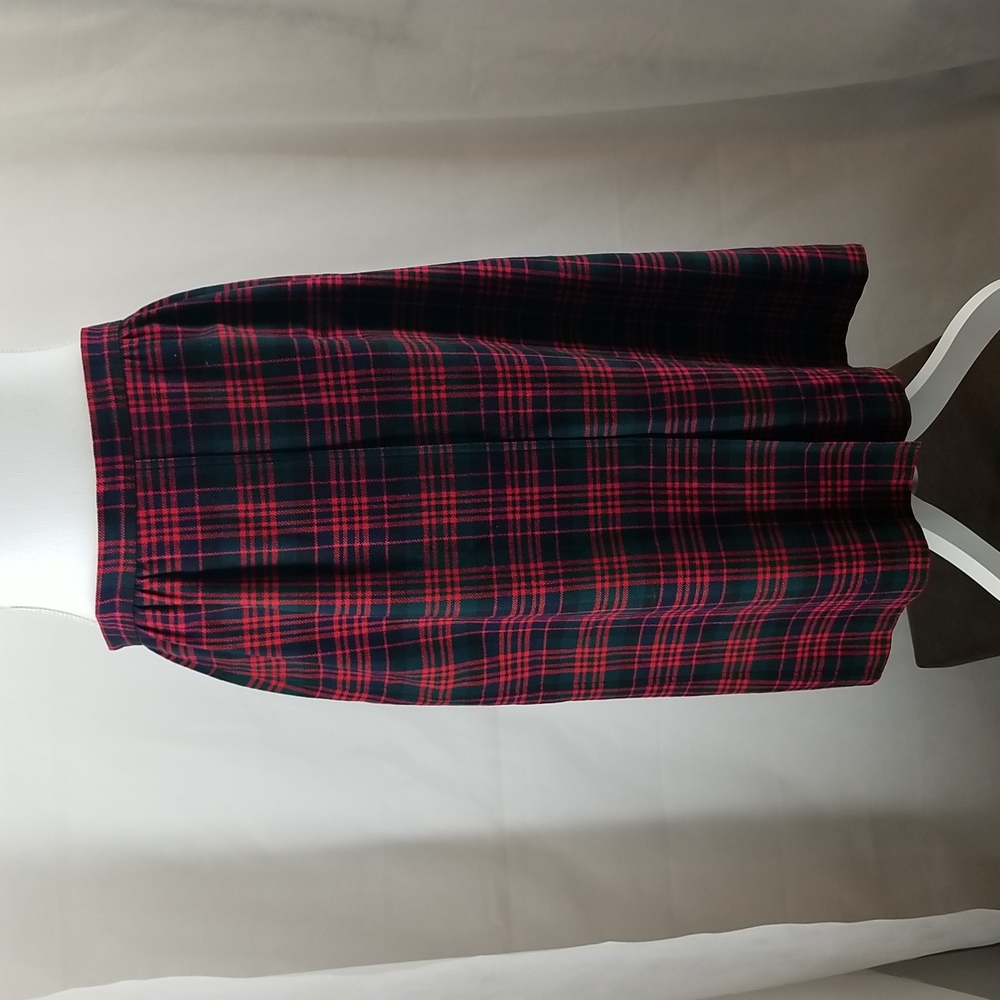 JAMES PRINGLE made in Scotland Red Wool Plaid Longer Midi Skirt